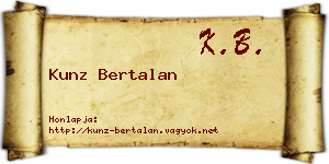 Kunz Bertalan névjegykártya